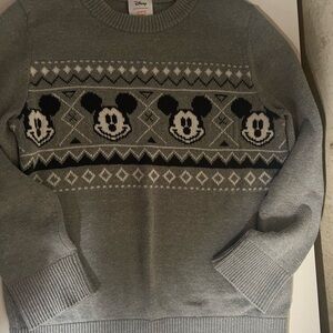 Disney Gray Crewneck Sweater with Mickey Mouse Design